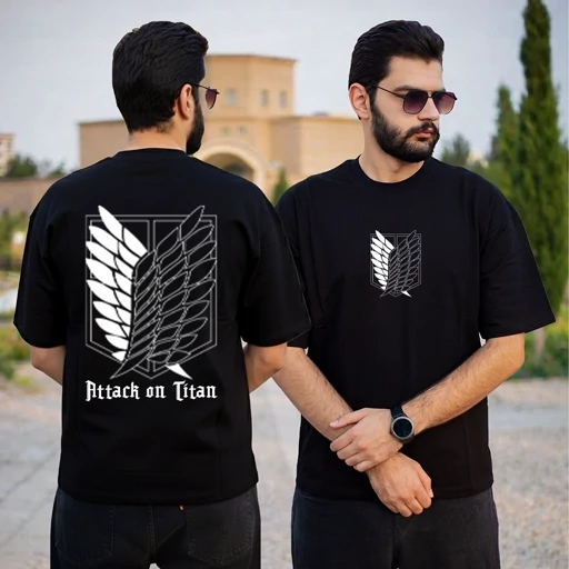 تیشرت نخ پنبه طرح انیمه اتک ان تایتان
