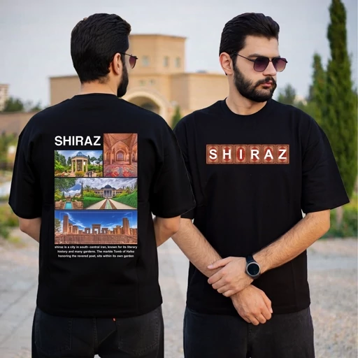 تیشرت مردانه نخ پنبه طرح فرش شیراز
