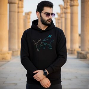 هودی سه نخ پنبه طرح جهان و هواپیما