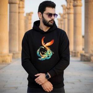 هودی سه نخ پنبه طرح سیمرغ