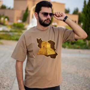 تیشرت گرم بالا رنگ کرم طرح کوروش و ایران