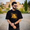 تیشرت مشکی نخ پنبه طرح ایران کوروش کد 01