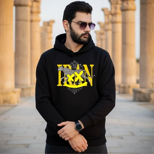 هودی سه نخ پنبه طرح یوزپلنگ ایرانی
